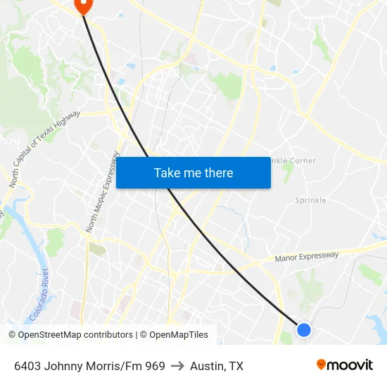 6403 Johnny Morris/Fm 969 to Austin, TX map