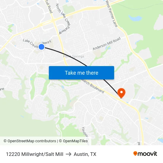 12220 Millwright/Salt Mill to Austin, TX map