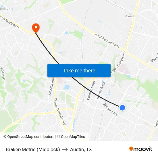 Braker/Metric (Midblock) to Austin, TX map
