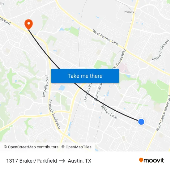1317 Braker/Parkfield to Austin, TX map