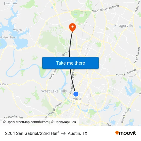 2204 San Gabriel/22nd Half to Austin, TX map