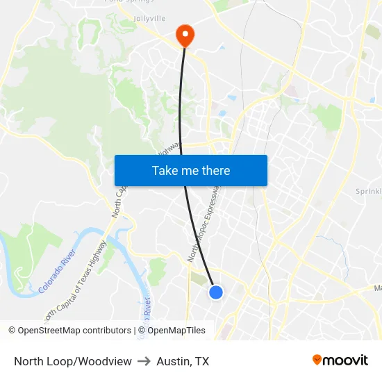 North Loop/Woodview to Austin, TX map