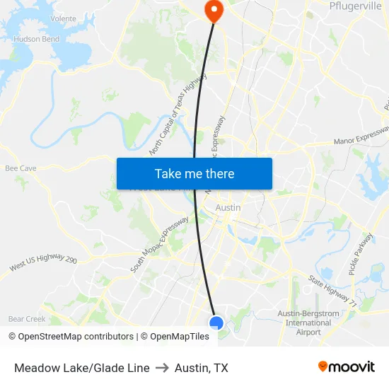 Meadow Lake/Glade Line to Austin, TX map