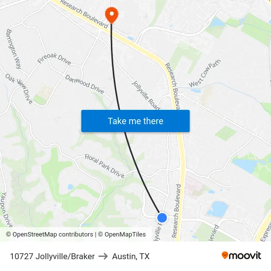 10727 Jollyville/Braker to Austin, TX map