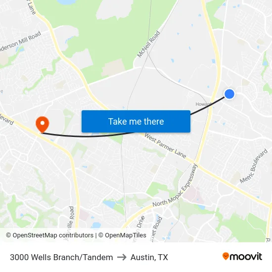 3000 Wells Branch/Tandem to Austin, TX map