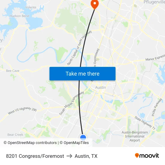 8201 Congress/Foremost to Austin, TX map