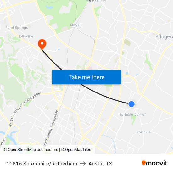 11816 Shropshire/Rotherham to Austin, TX map