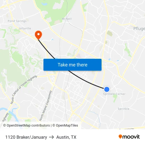 1120 Braker/January to Austin, TX map
