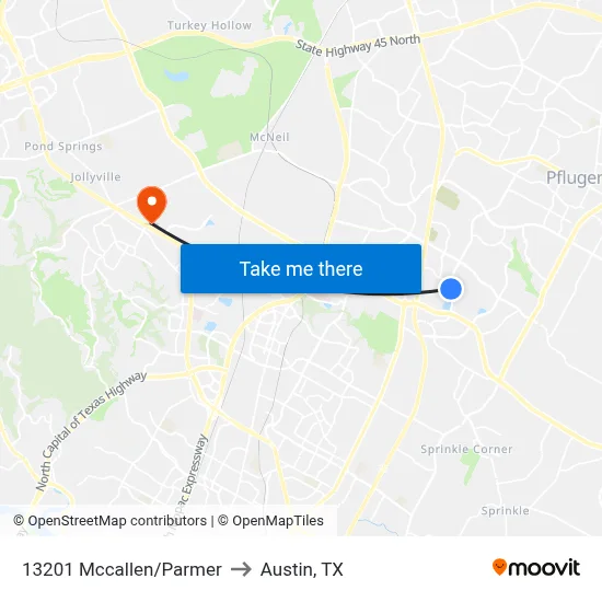 13201 Mccallen/Parmer to Austin, TX map