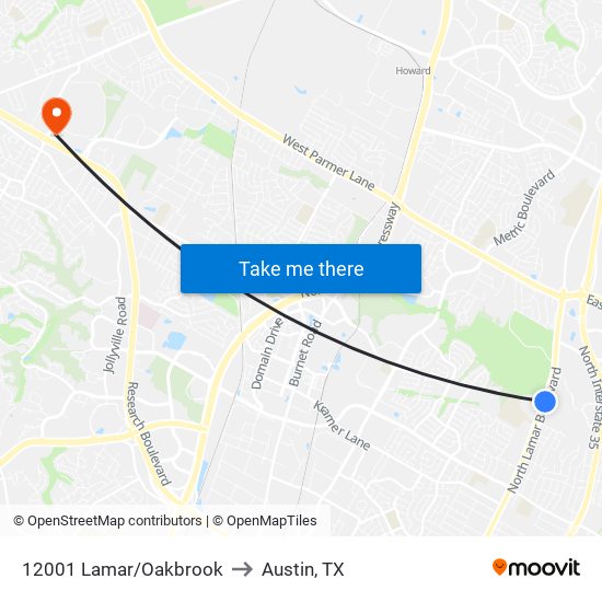 12001 Lamar/Oakbrook to Austin, TX map