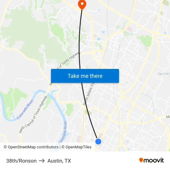 38th/Ronson to Austin, TX map