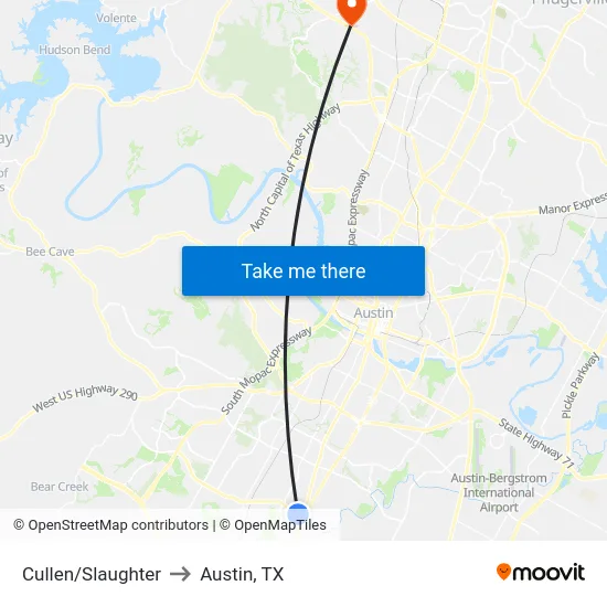 Cullen/Slaughter to Austin, TX map