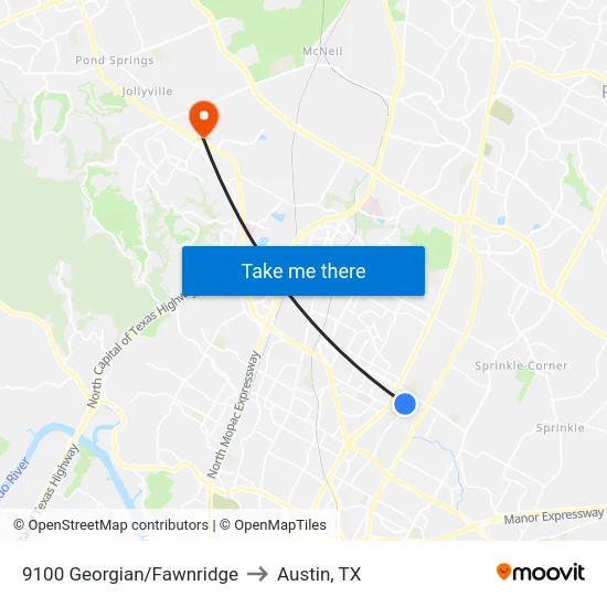 9100 Georgian/Fawnridge to Austin, TX map