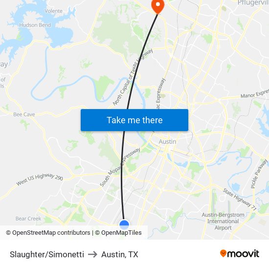 Slaughter/Simonetti to Austin, TX map