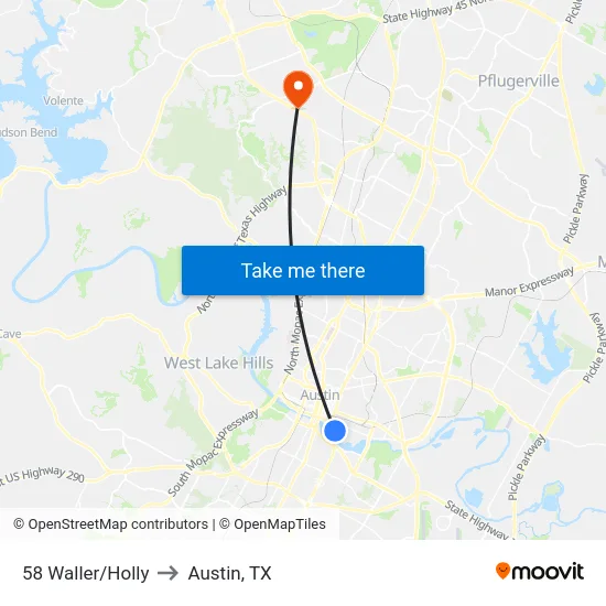58 Waller/Holly to Austin, TX map