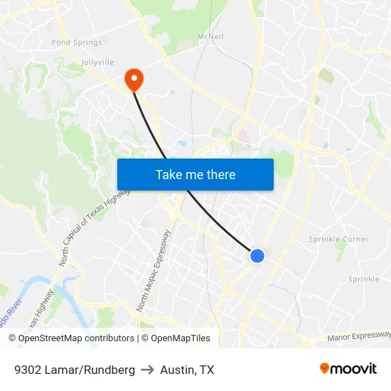 9302 Lamar/Rundberg to Austin, TX map