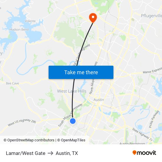 Lamar/West Gate to Austin, TX map