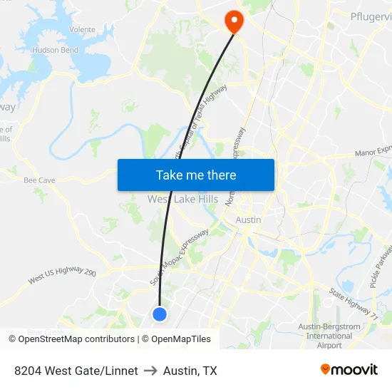 8204 West Gate/Linnet to Austin, TX map