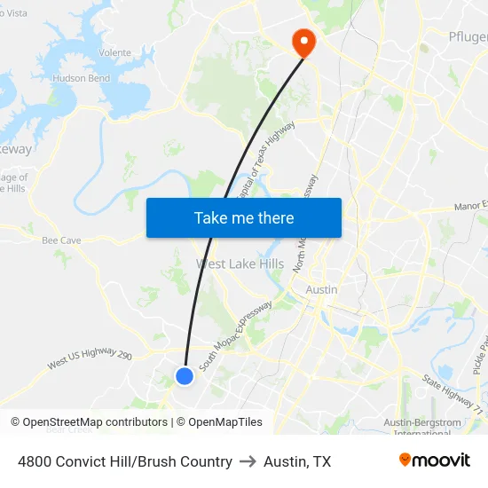 4800 Convict Hill/Brush Country to Austin, TX map
