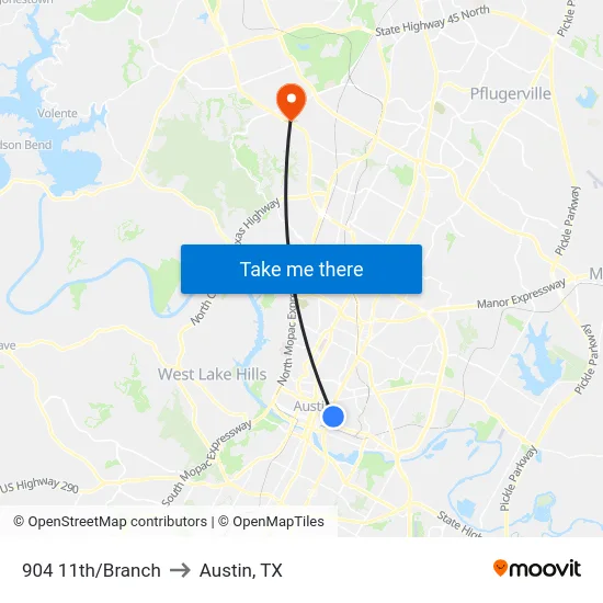 904 11th/Branch to Austin, TX map