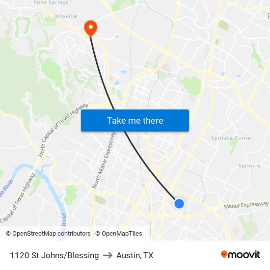 1120 St Johns/Blessing to Austin, TX map