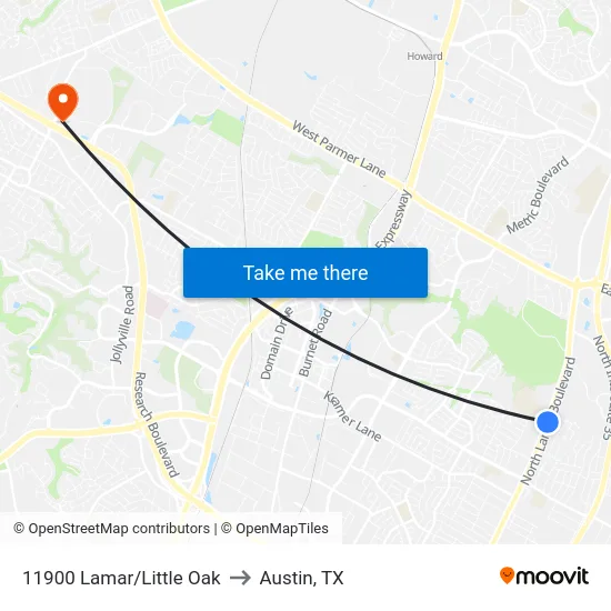 11900 Lamar/Little Oak to Austin, TX map