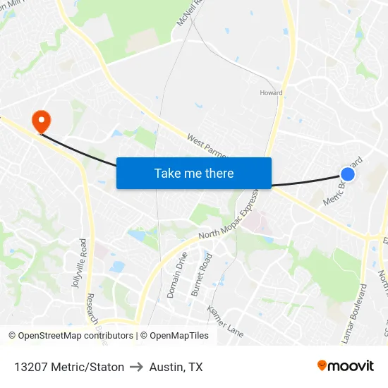 13207 Metric/Staton to Austin, TX map