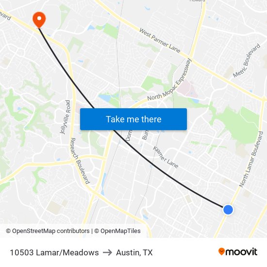 10503 Lamar/Meadows to Austin, TX map