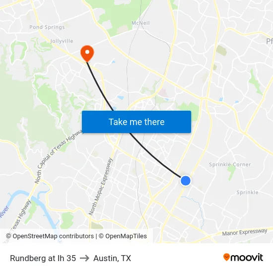 Rundberg at Ih 35 to Austin, TX map