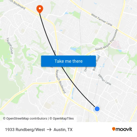 1933 Rundberg/West to Austin, TX map