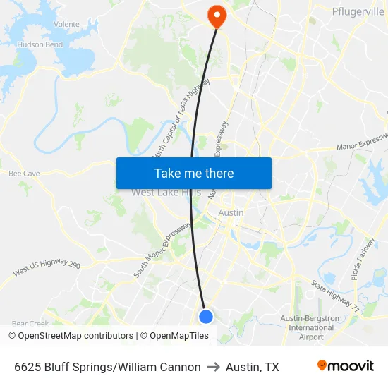 6625 Bluff Springs/William Cannon to Austin, TX map