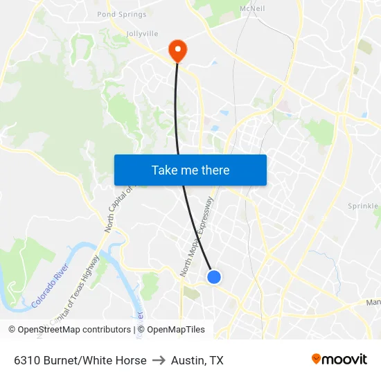 6310 Burnet/White Horse to Austin, TX map