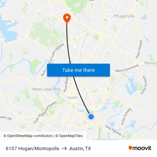 6107 Hogan/Montopolis to Austin, TX map