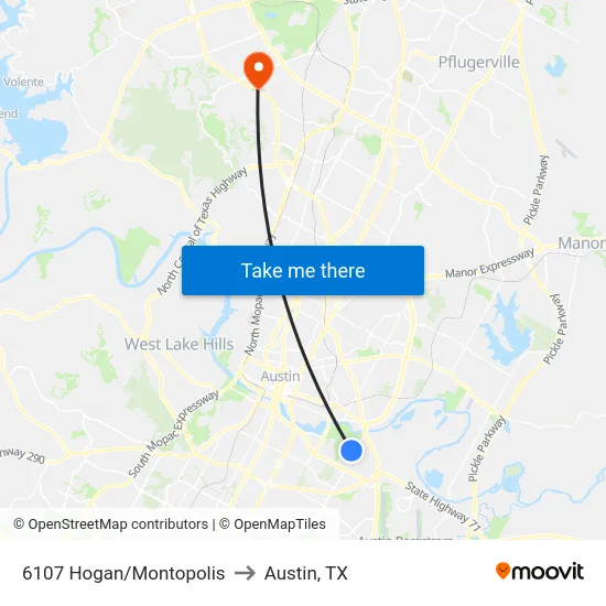 6107 Hogan/Montopolis to Austin, TX map