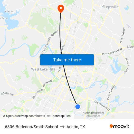 6806 Burleson/Smith School to Austin, TX map