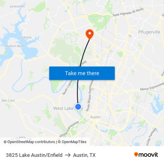 3825 Lake Austin/Enfield to Austin, TX map