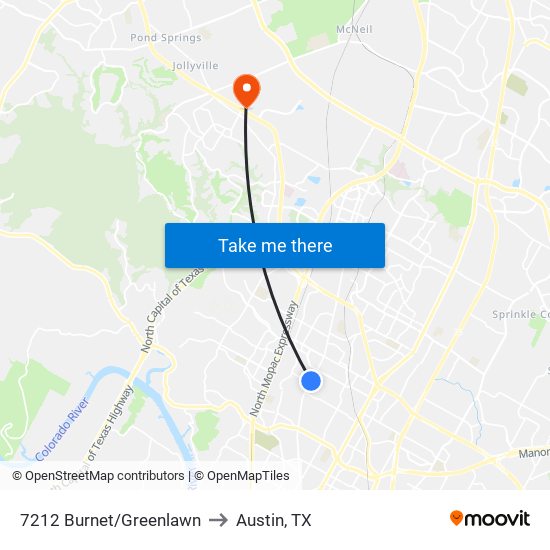 7212 Burnet/Greenlawn to Austin, TX map