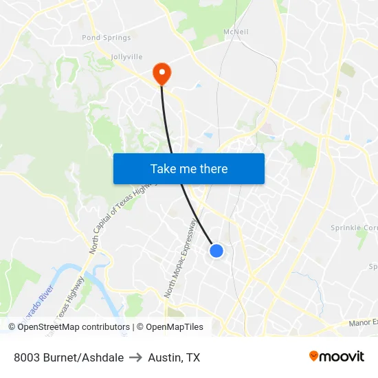 8003 Burnet/Ashdale to Austin, TX map