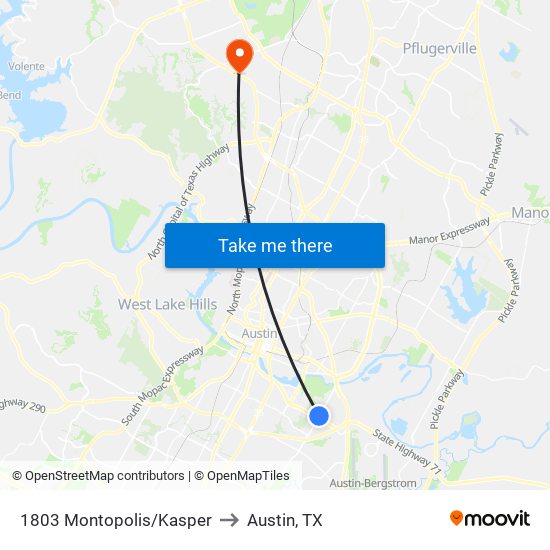 1803 Montopolis/Kasper to Austin, TX map