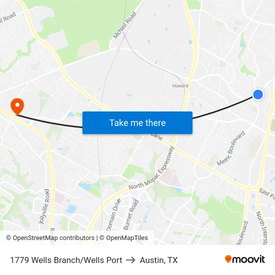 1779 Wells Branch/Wells Port to Austin, TX map