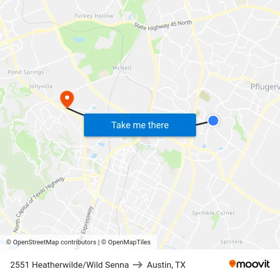 2551 Heatherwilde/Wild Senna to Austin, TX map