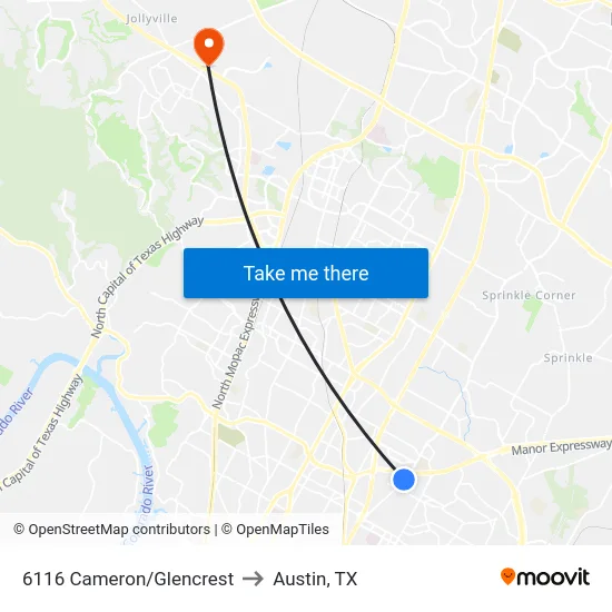 6116 Cameron/Glencrest to Austin, TX map