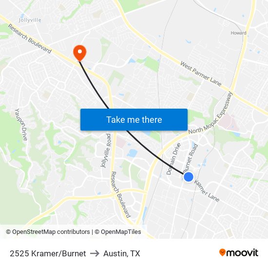 2525 Kramer/Burnet to Austin, TX map