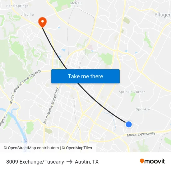 8009 Exchange/Tuscany to Austin, TX map