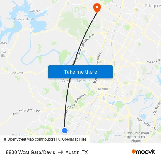 8800 West Gate/Davis to Austin, TX map