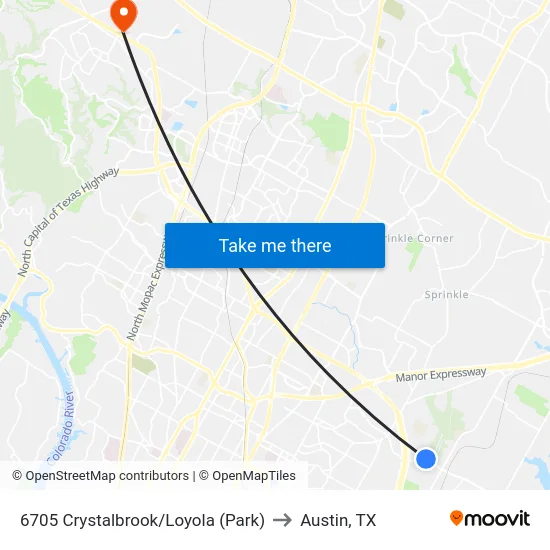 6705 Crystalbrook/Loyola (Park) to Austin, TX map