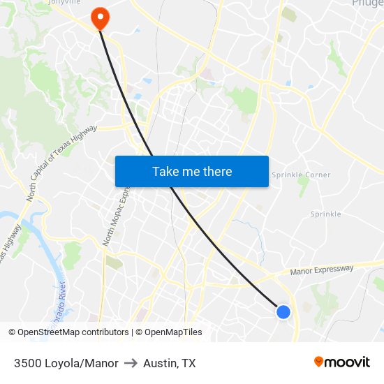 3500 Loyola/Manor to Austin, TX map