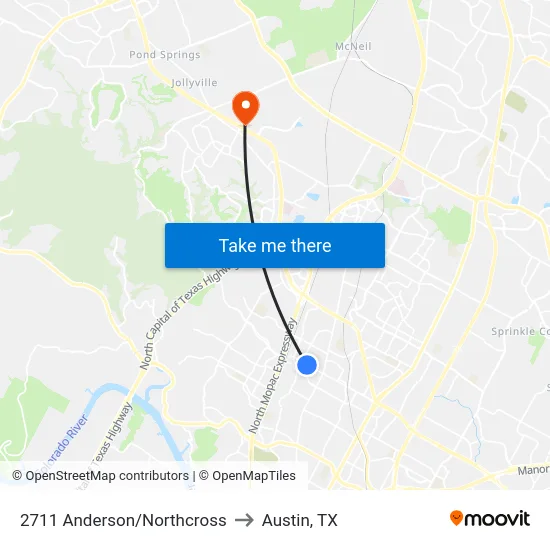 2711 Anderson/Northcross to Austin, TX map