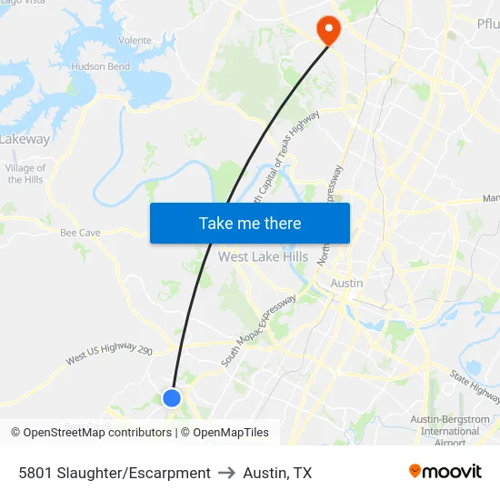 5801 Slaughter/Escarpment to Austin, TX map