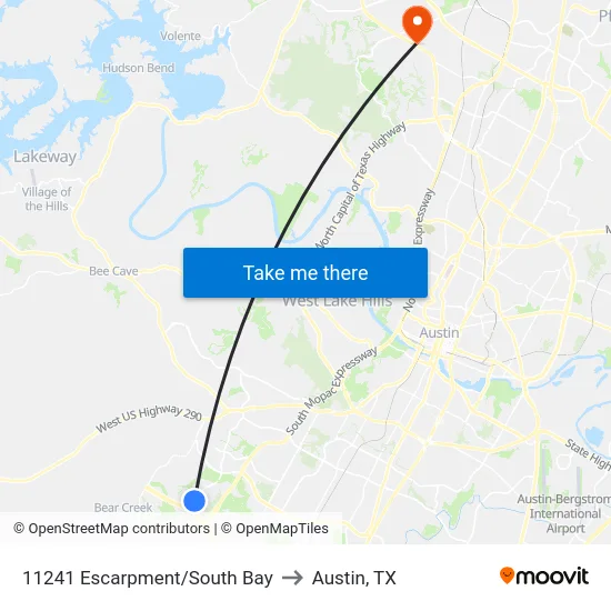 11241 Escarpment/South Bay to Austin, TX map